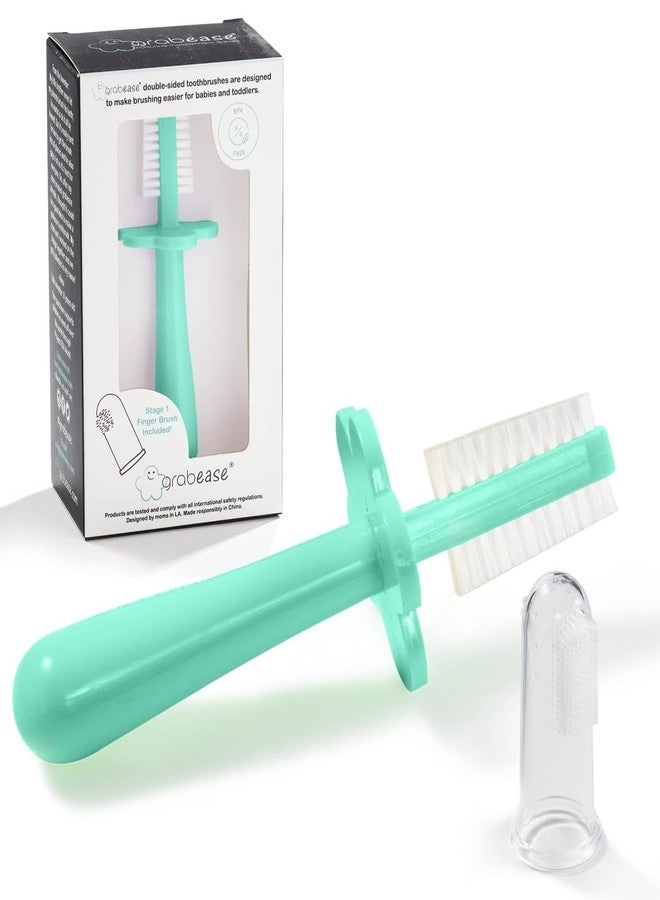 grabease Double-Sided Training Toothbrush - Toothbrush for Toddlers 1-3 with Soft Silicone Bristles & Anti-Choke Shield - Ergonomic Dual-Sided Design for Motor Skills - 1 Count, Mint, 12mo+ - Image 1